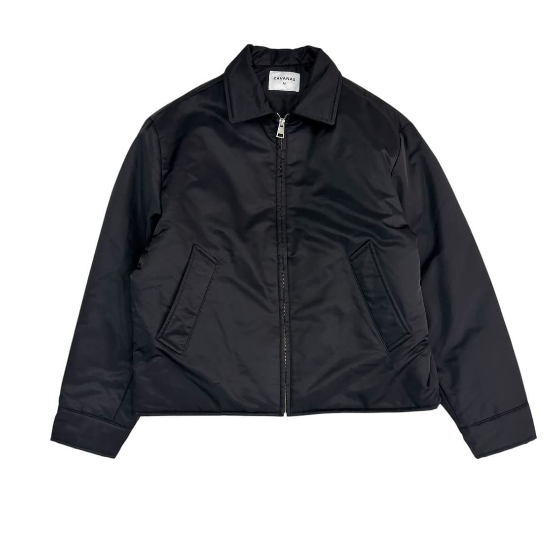 자바나스 블랙 미니멀 나일론 카라 자켓 상품이미지1