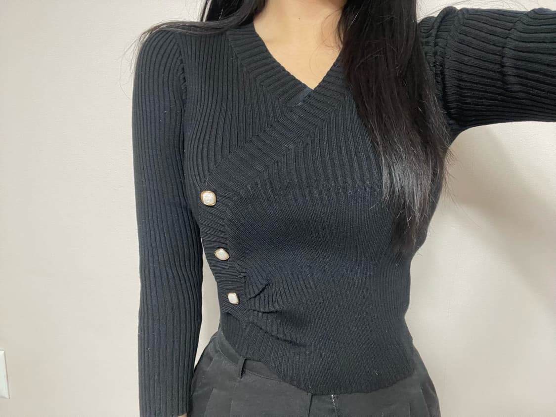 블랙 니트 단추 상품이미지2