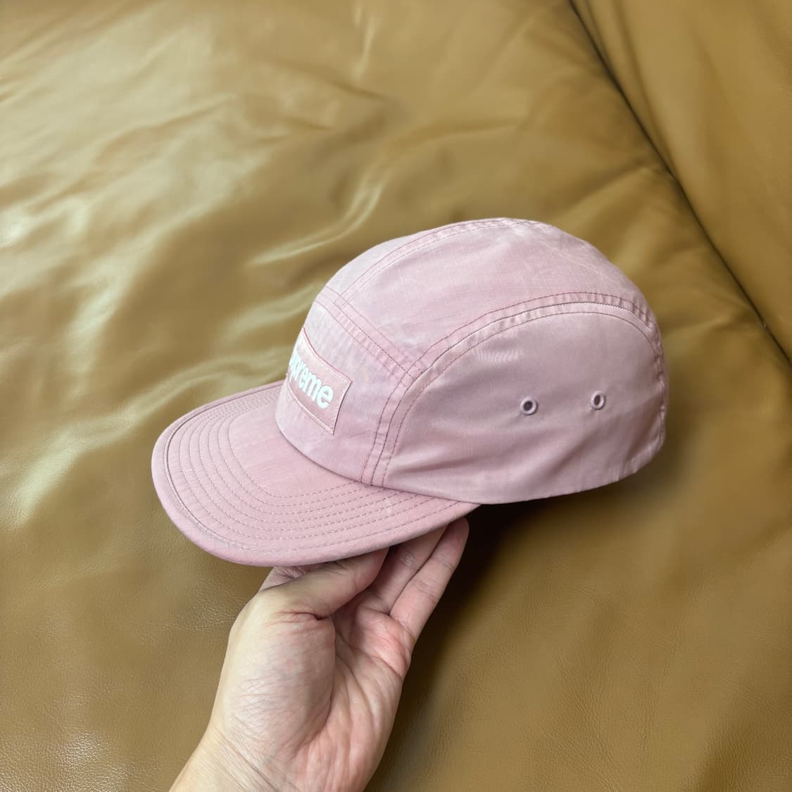 Supreme 슈프림 핑크 캠프캡 모자 Waxed Ripstop Pink 상품이미지4