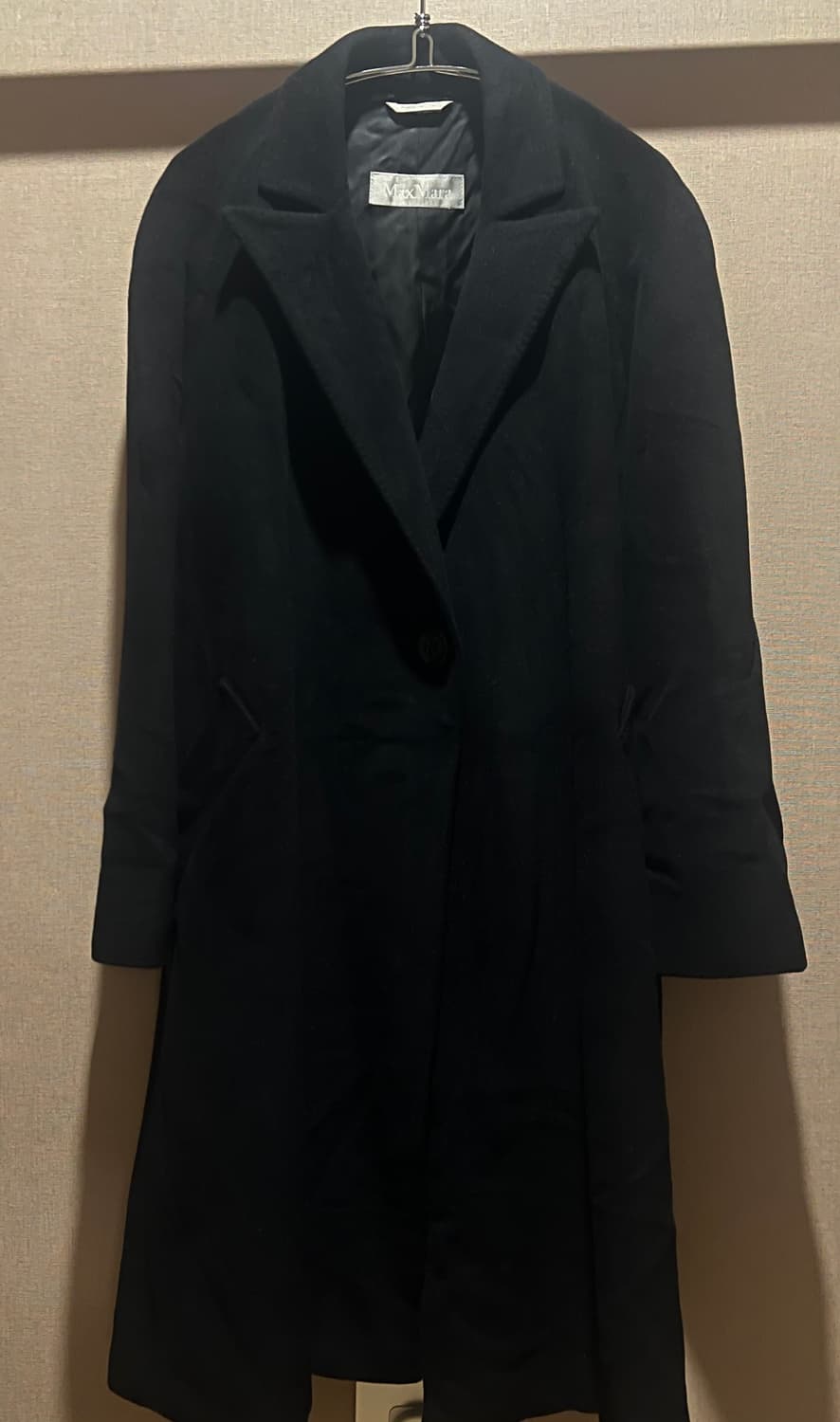 MAX MARA 버진/앙고라 블랙 원버튼 코트 상품이미지1