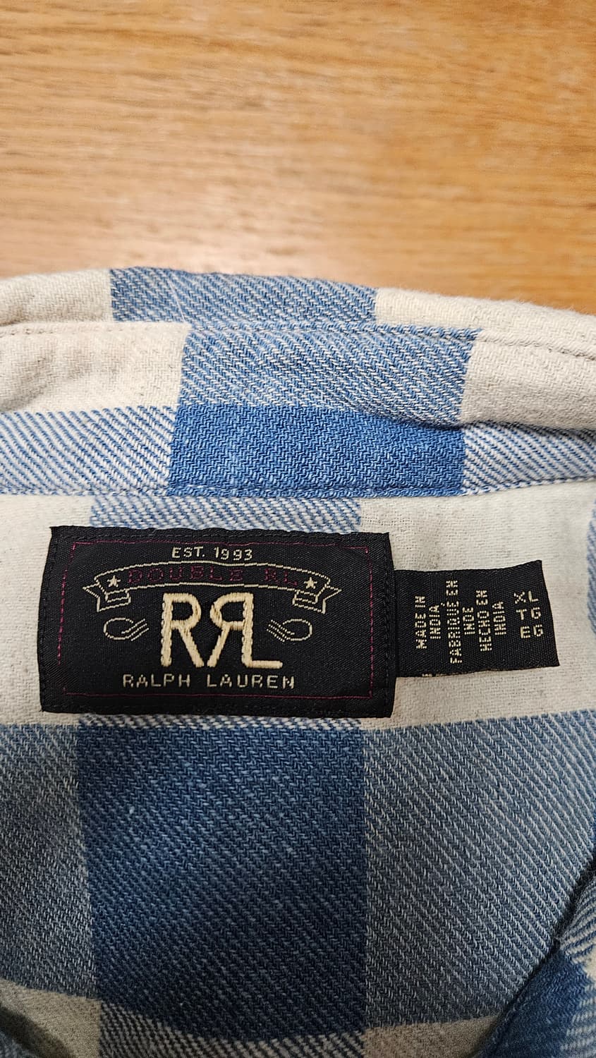 RRL 더블알엘 플래드 트윌 웨스턴 셔츠 인디고 크림 상품이미지2