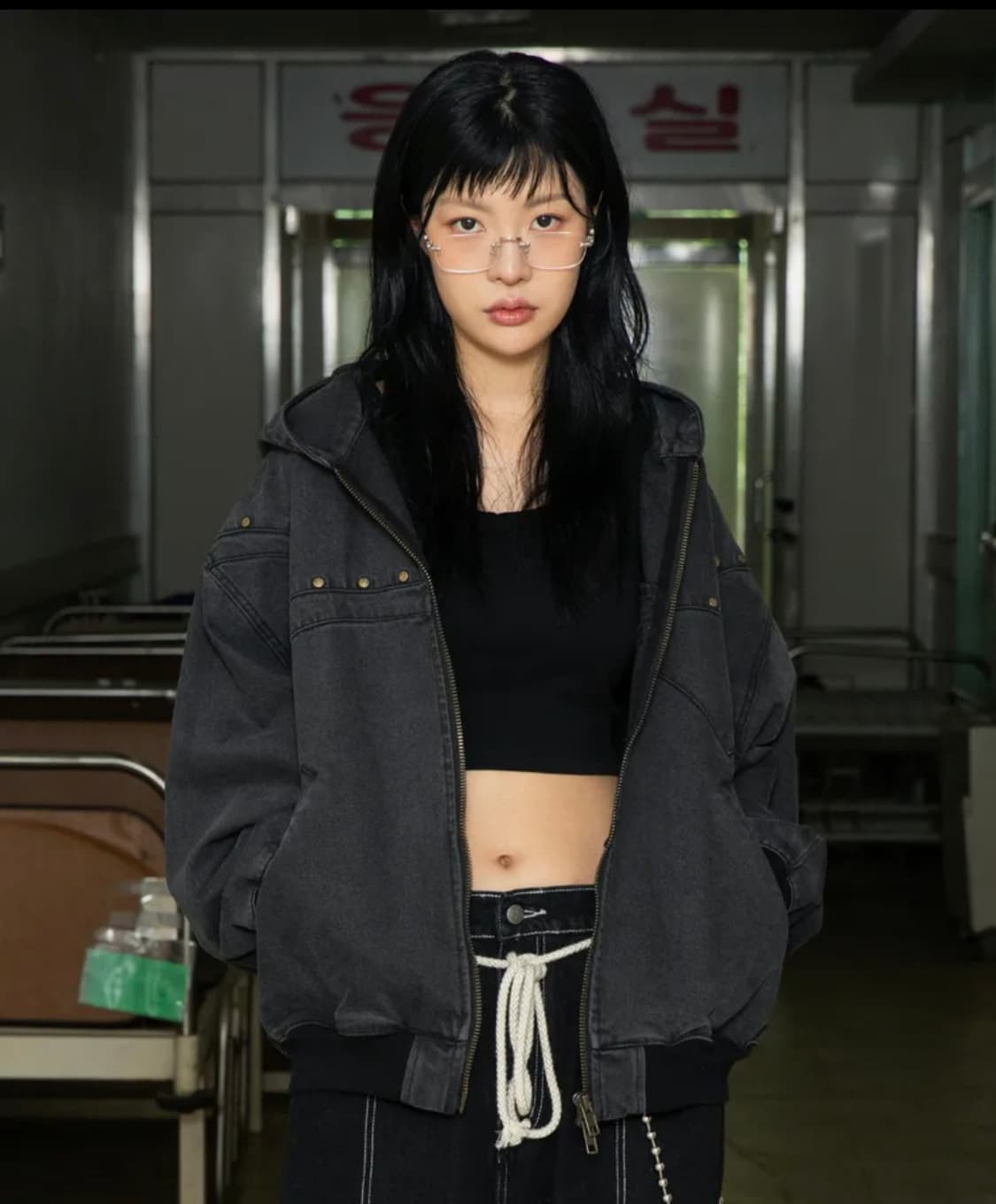 글랙 더블요크 데님 후드집업  상품이미지1