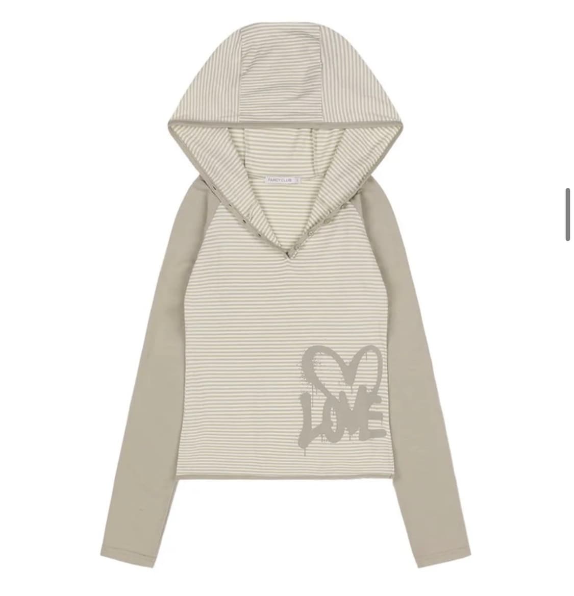 팬시클럽 러브 스트라이프 후드 베이지 상품이미지1