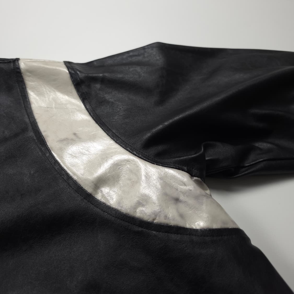 파르티멘토 버핑 레더 배색 바시티 자켓 (XL) 상품이미지5