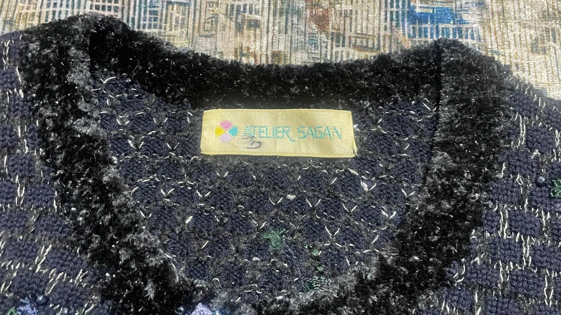 JPN 90s 일본 빈티지 비즈 플라워 자수 니트 가디건 상품이미지6