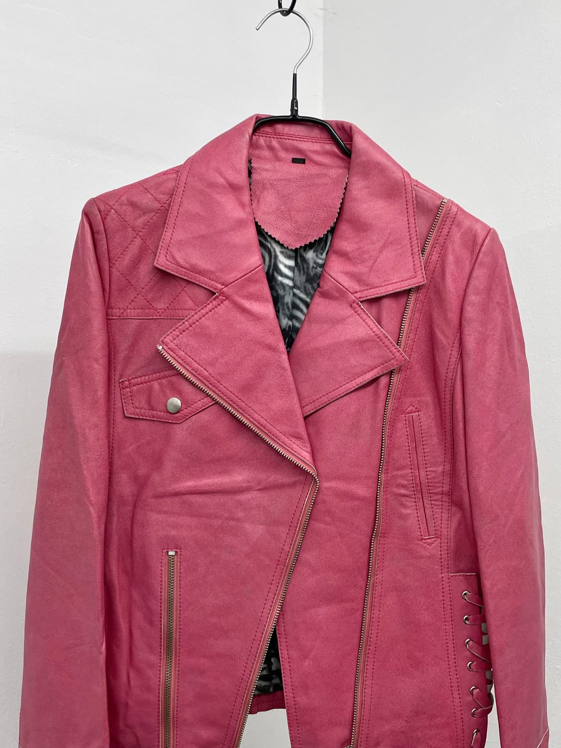 핑크 레더 아일렛 라이더 자켓 상품이미지5