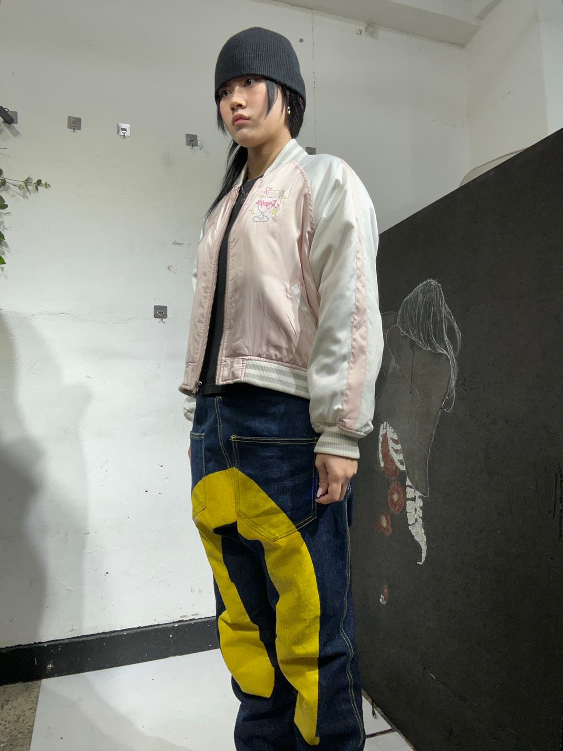 일본빈티지 Air lines 연핑크 자수 파르페 y2k 스카잔 s 57 상품이미지3