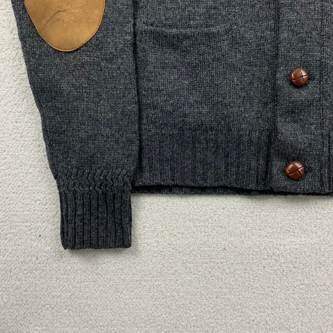 폴로 랄프로렌 럭비 셔틀랜드 울 숄카라 가디건 차콜 상품이미지3