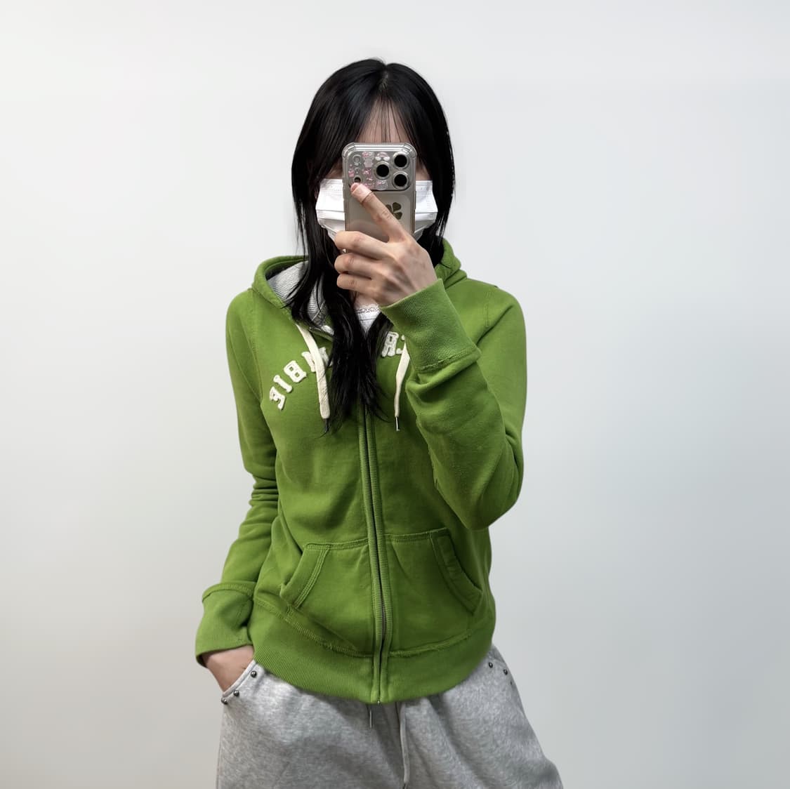 아베크롬비 아치 로고 후드집업 그린 상품이미지1