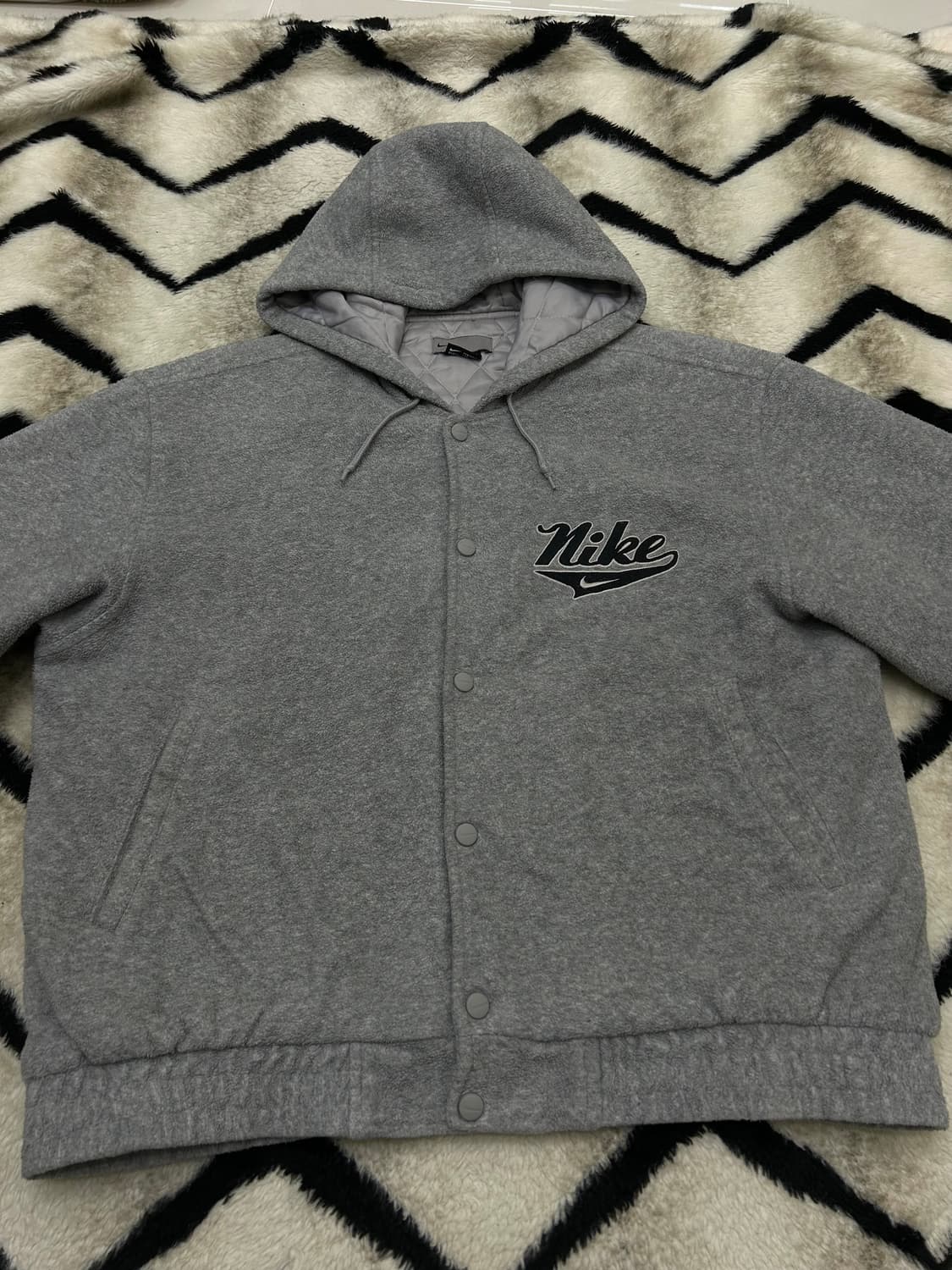 [L]나이키00s 빅로고 플리스 후드자켓/그레이 상품이미지4