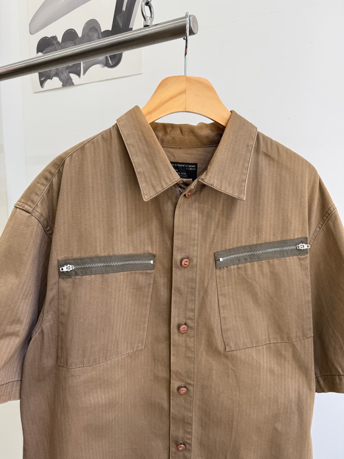 STUSSY 헤링본 코튼 반팔 셔츠 자켓  상품이미지2