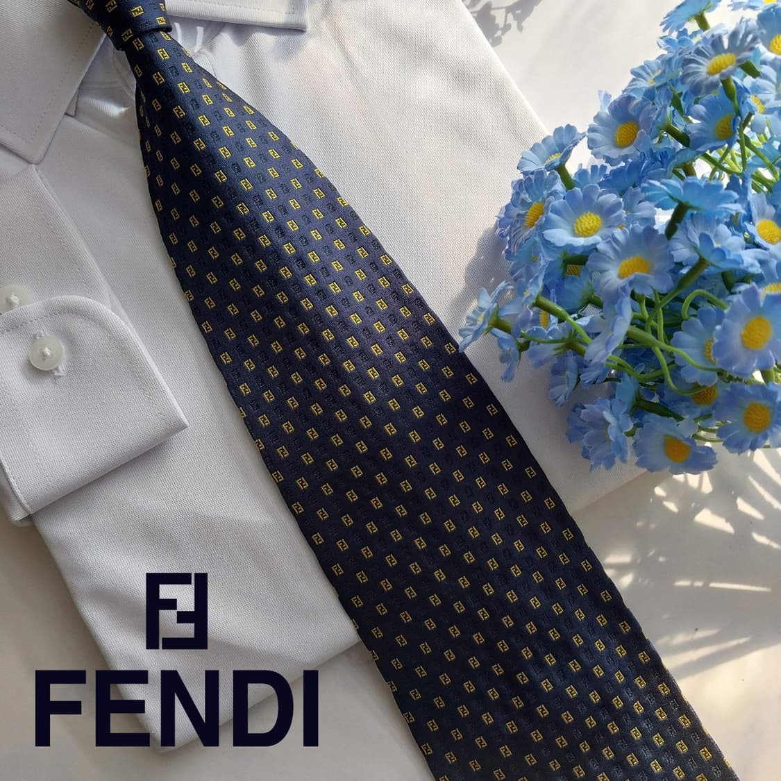 펜디 실크 네이비 FF 주카 로고 넥타이 10.5cm A+등급 K1543 상품이미지1