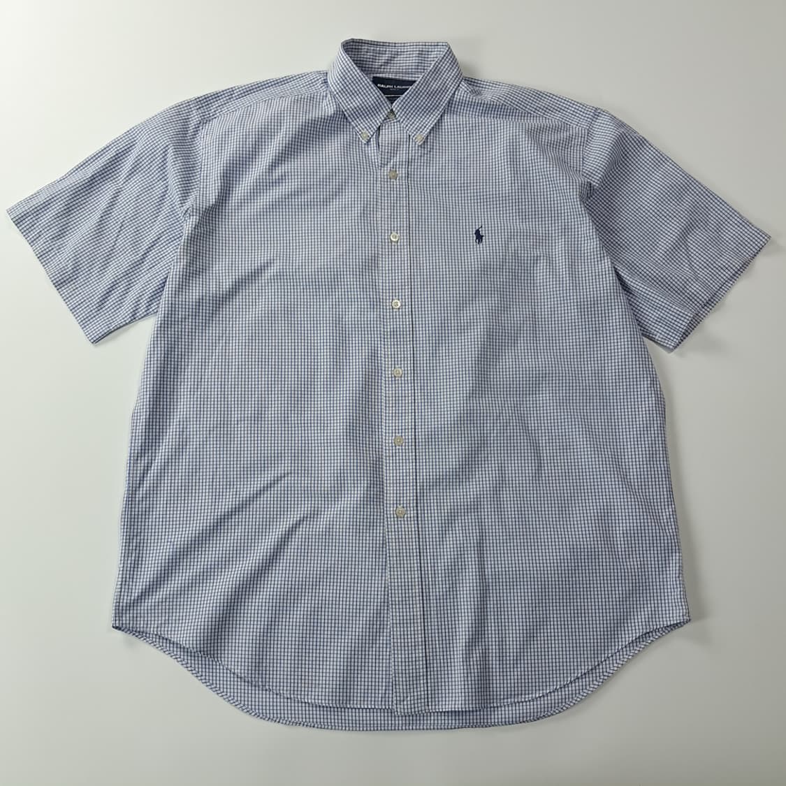 CK354 L 폴로 90s 블루 윈도우페인 반팔 셔츠 남방 상품이미지1