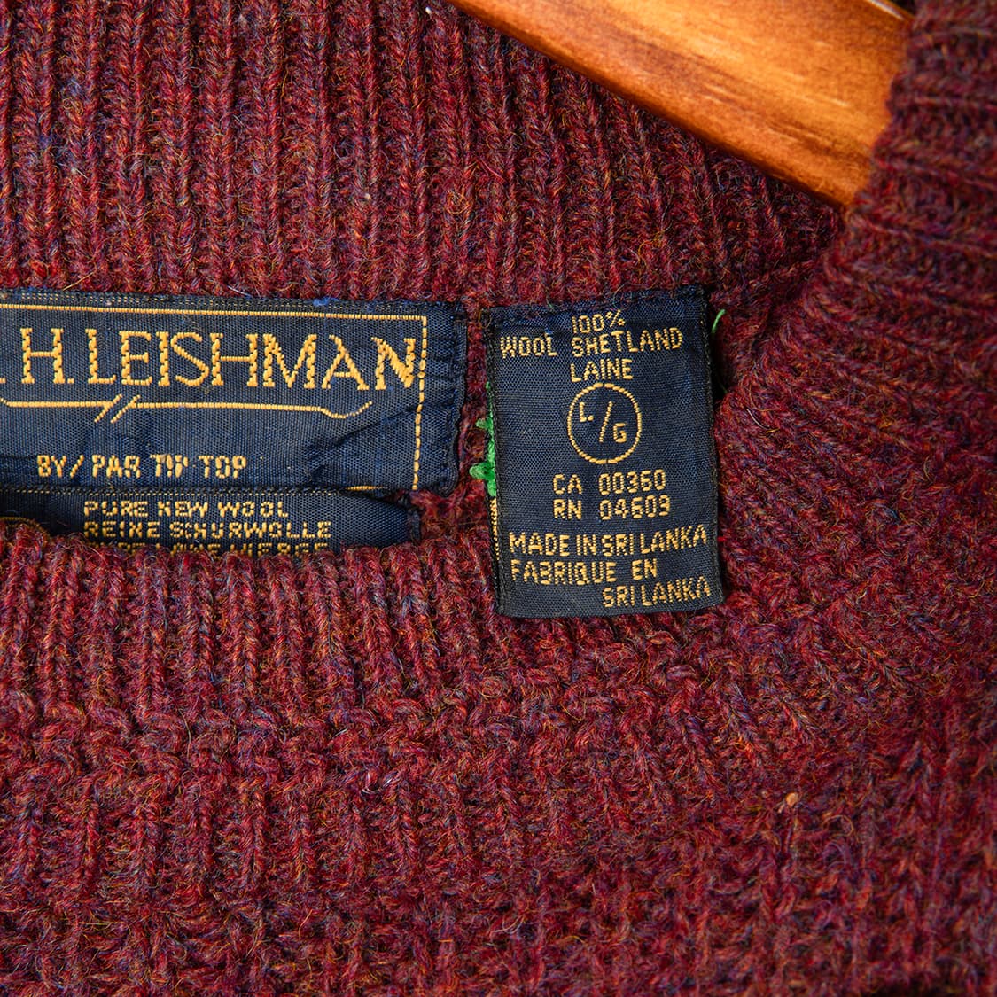 [110] 80s W.m.LEISMAN 셔틀랜드 울 스웨터 버건디  상품이미지5