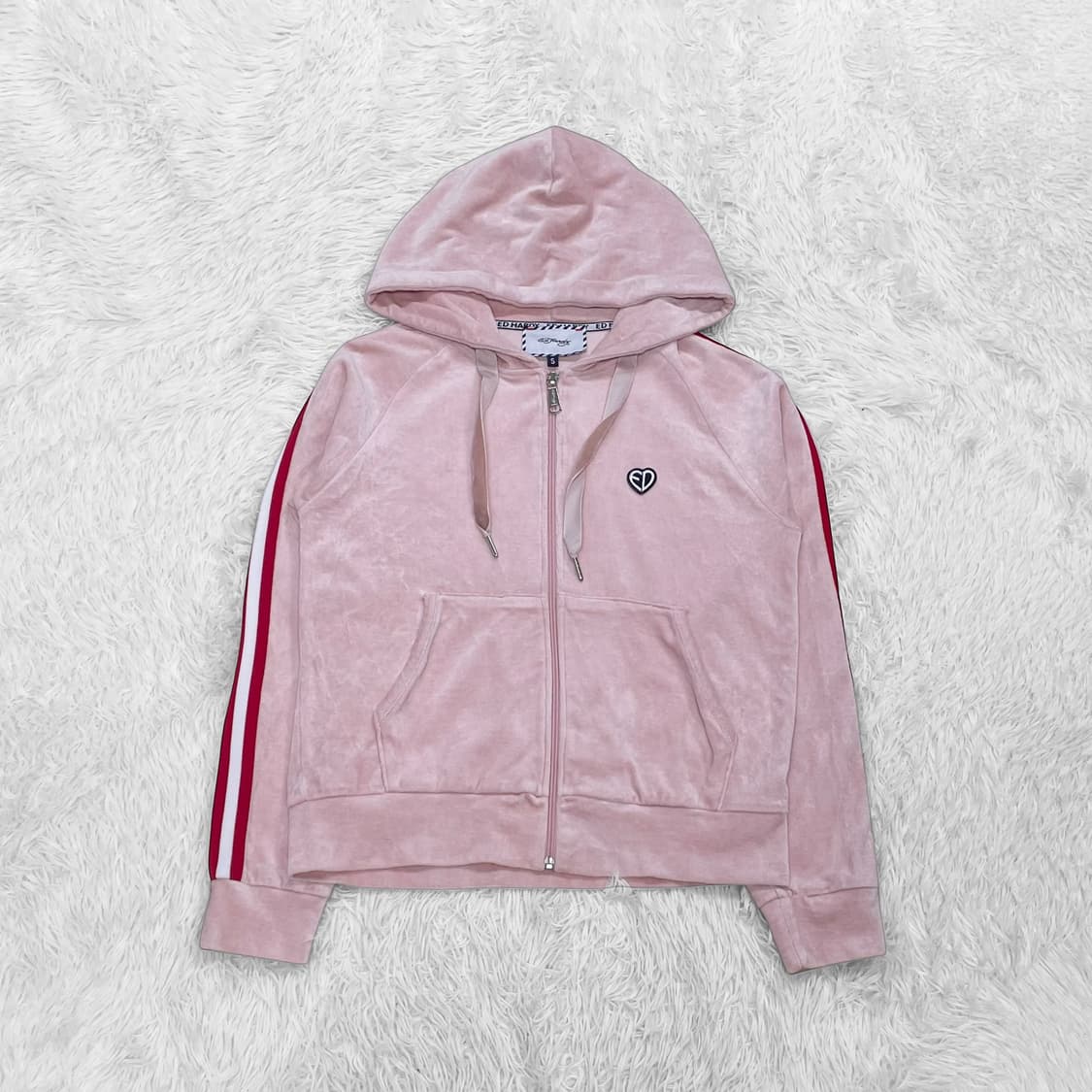 에드하디 스컬 큐빅 벨벳 후드집업 핑크 상품이미지3