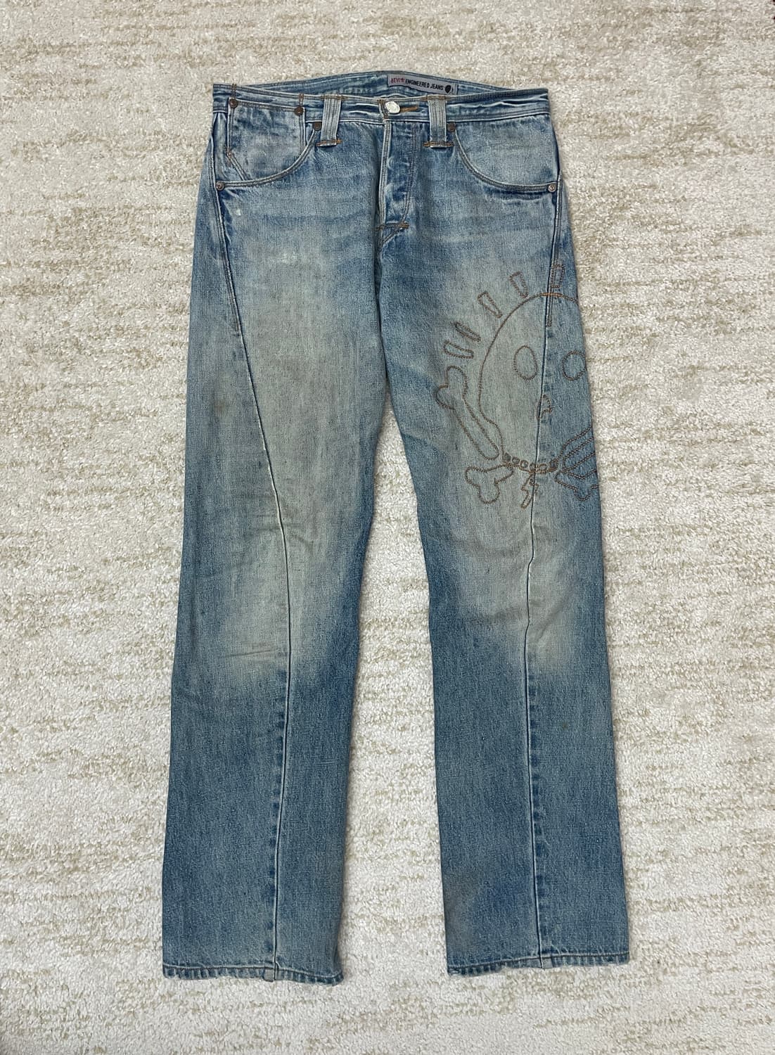 [32] 90s Levis 리바이스 엔지니어드진 1세대 스컬 자수 청바지 상품이미지1