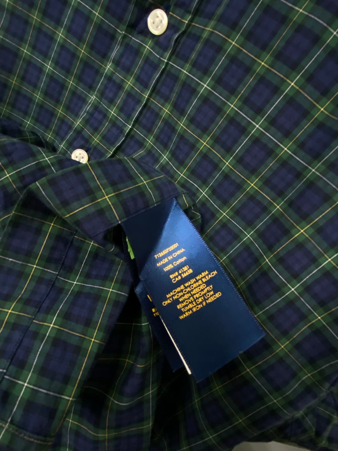 폴로 랄프로렌 네이비 /그린 체크 남방 S 상품이미지6