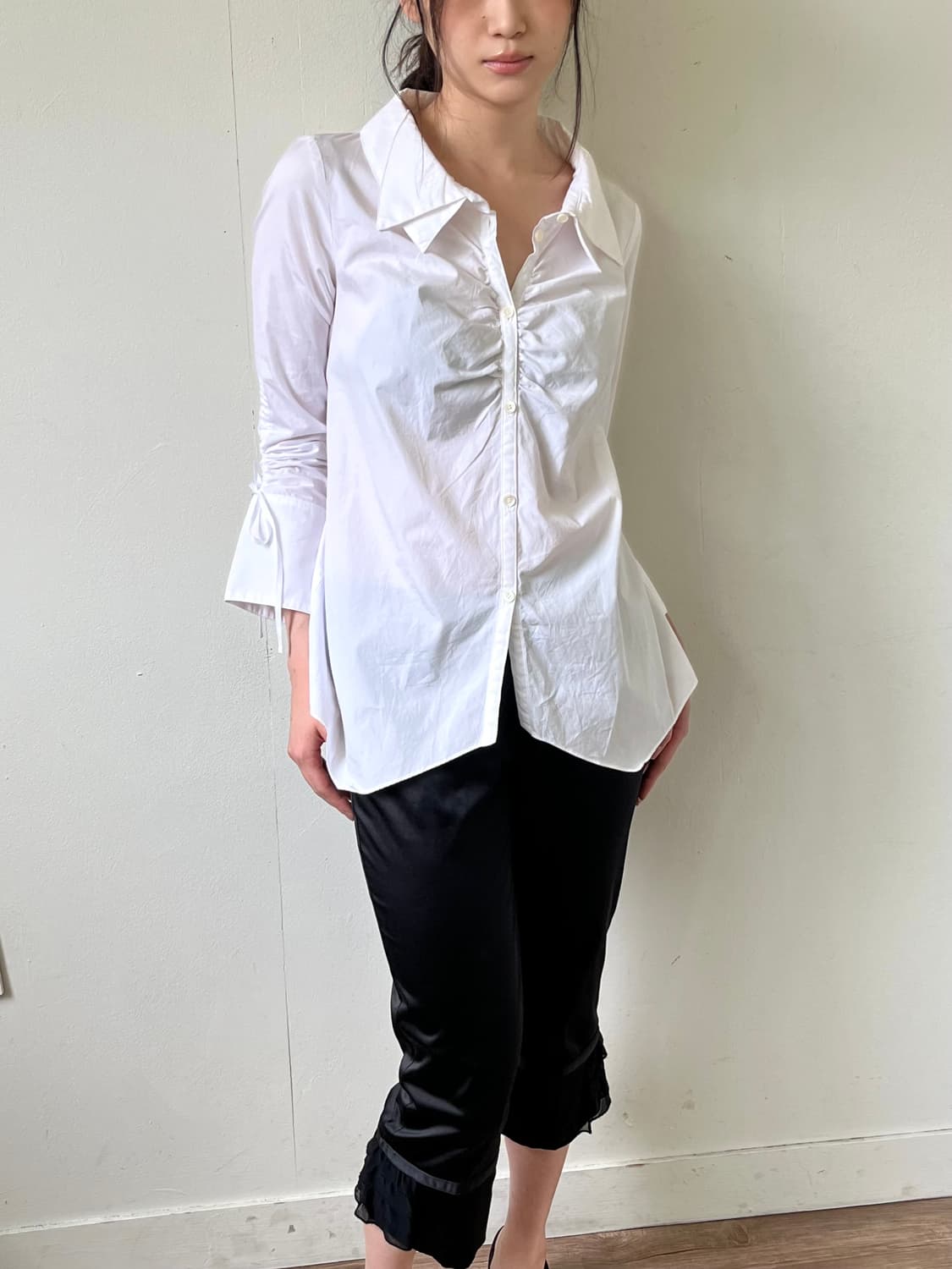 Mic Lifestyle 더블 카라 화이트 셔츠 상품이미지3