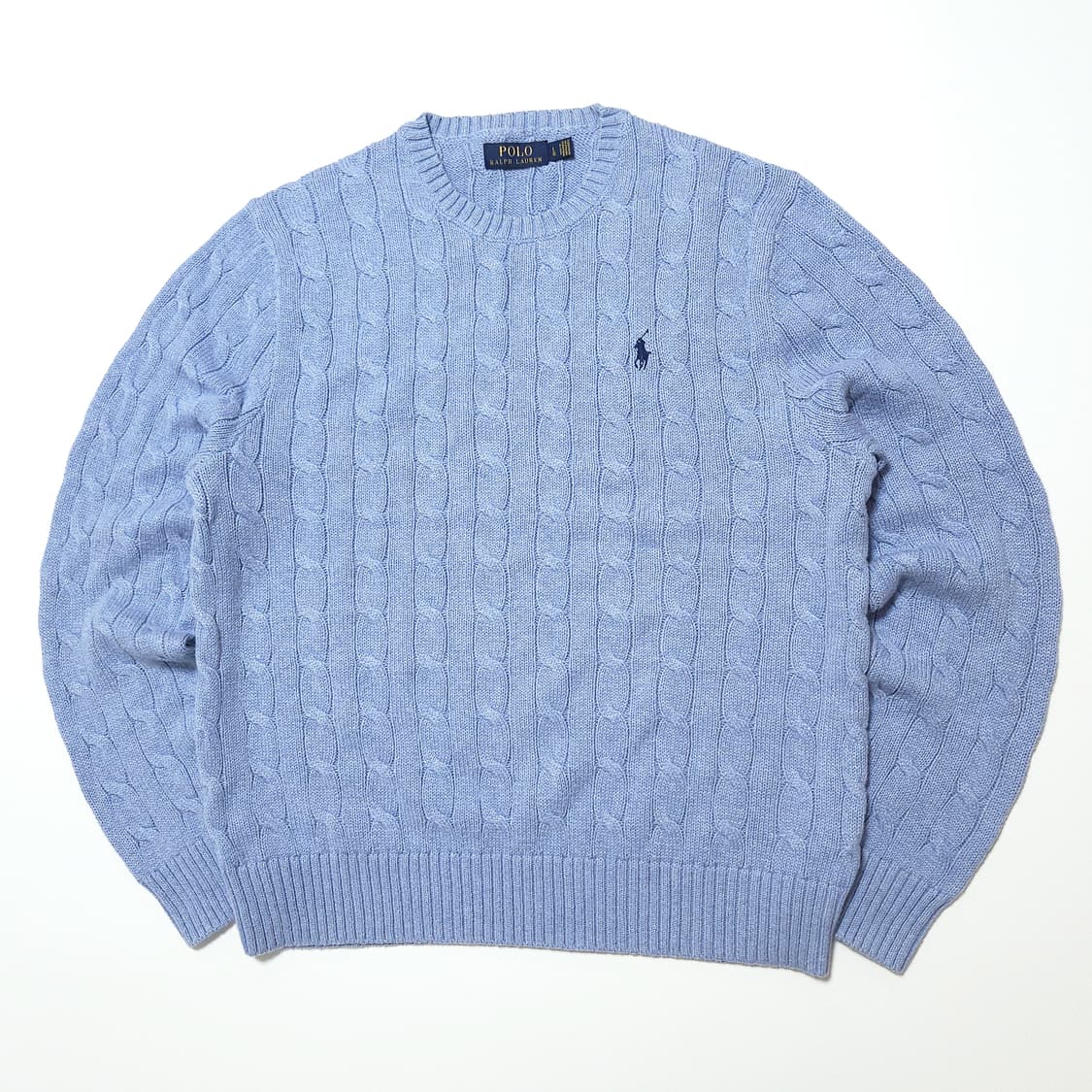 폴로 랄프로렌 케이블 꽈배기 니트 스웨터 블루헤더 상품이미지1