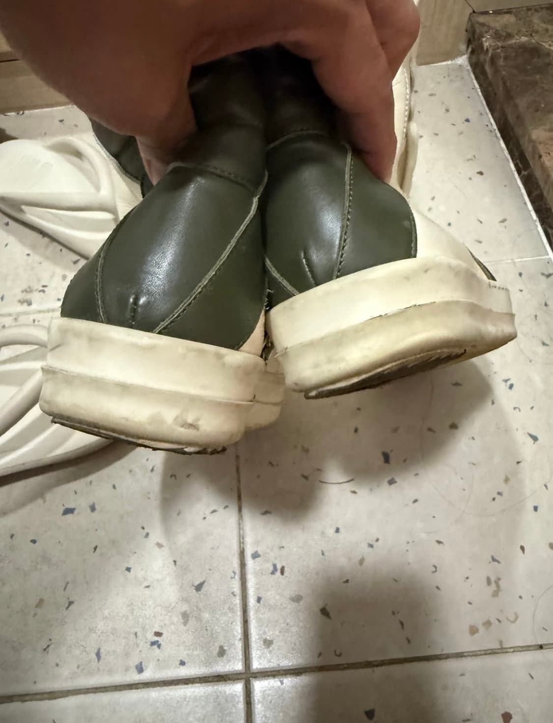 릭오웬스 지오바스켓 42 밀크/다크그린 상품이미지4