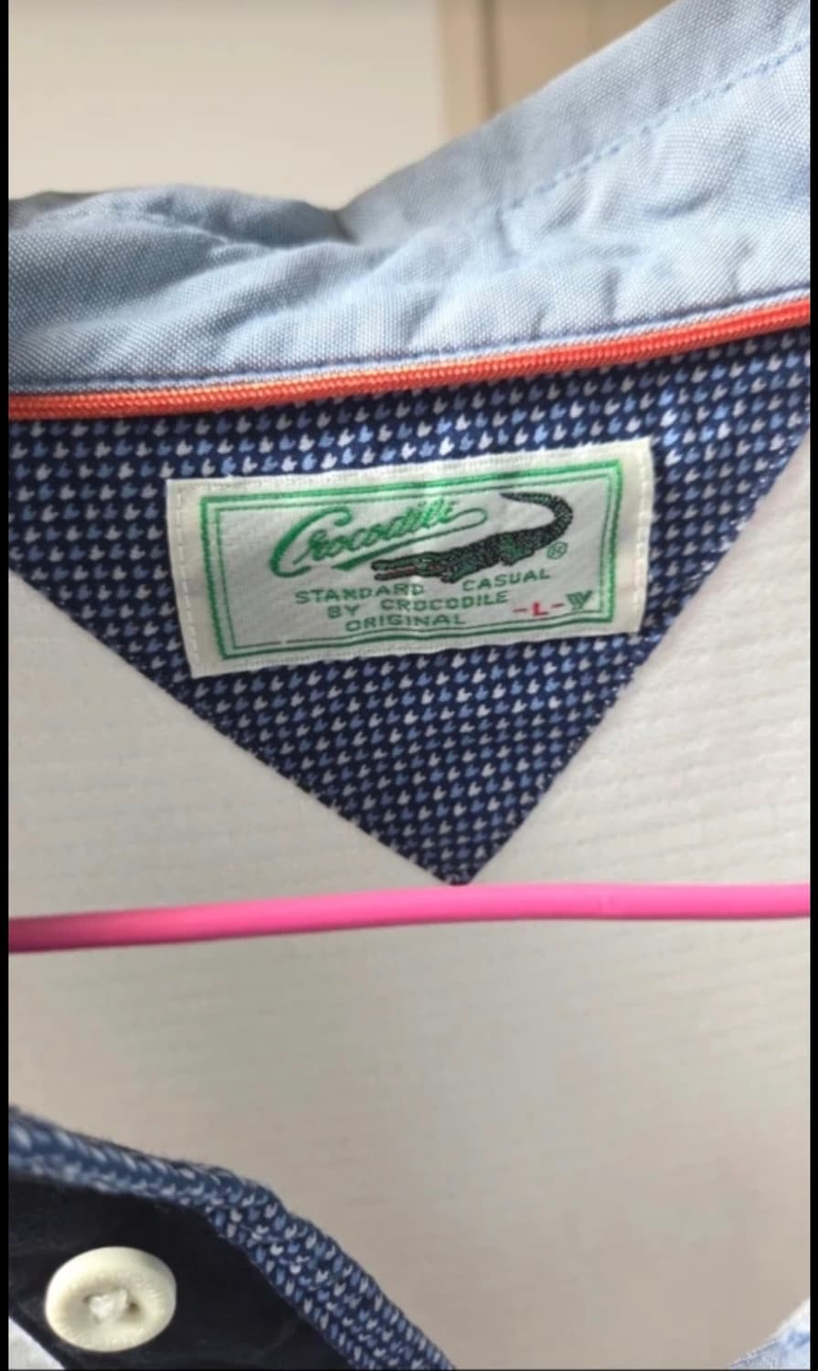 크로커다일 카라 티 긴팔 L사이즈 화이트 흰색 악어 봄가을 Crocodi 상품이미지3