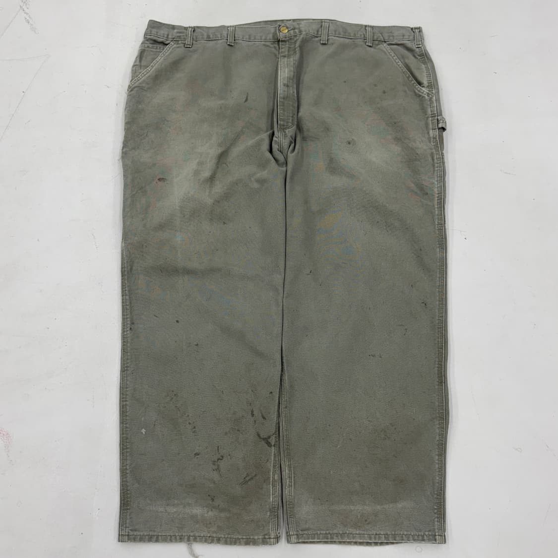 칼하트 OG 모스그린 빅사이즈 가죽패치 카펜터 덕캔버스 워크팬츠 상품이미지2