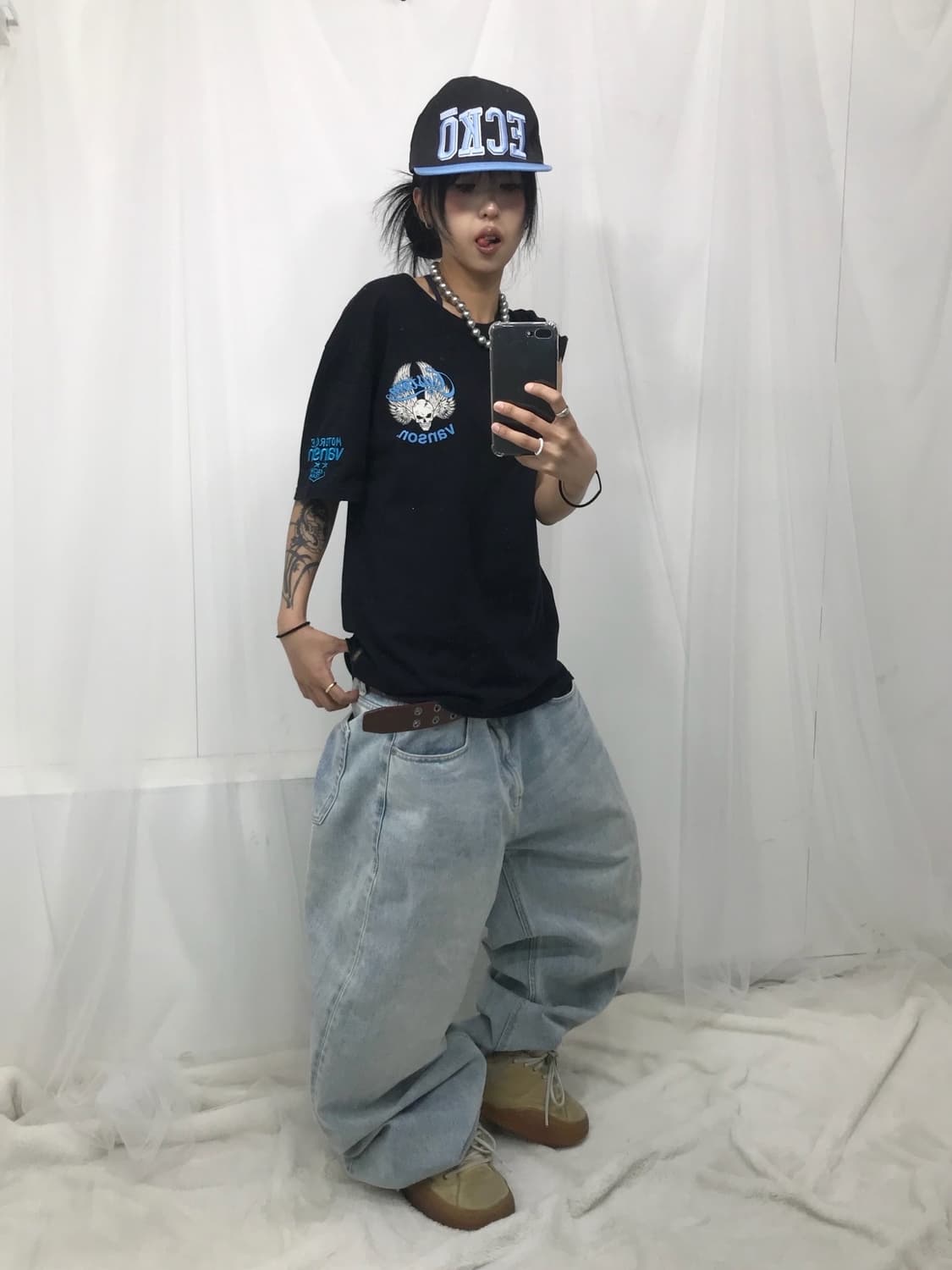 ☠️ 밴슨 스카이블루 스컬 프린팅 반팔 티셔츠 ☠️ 상품이미지5