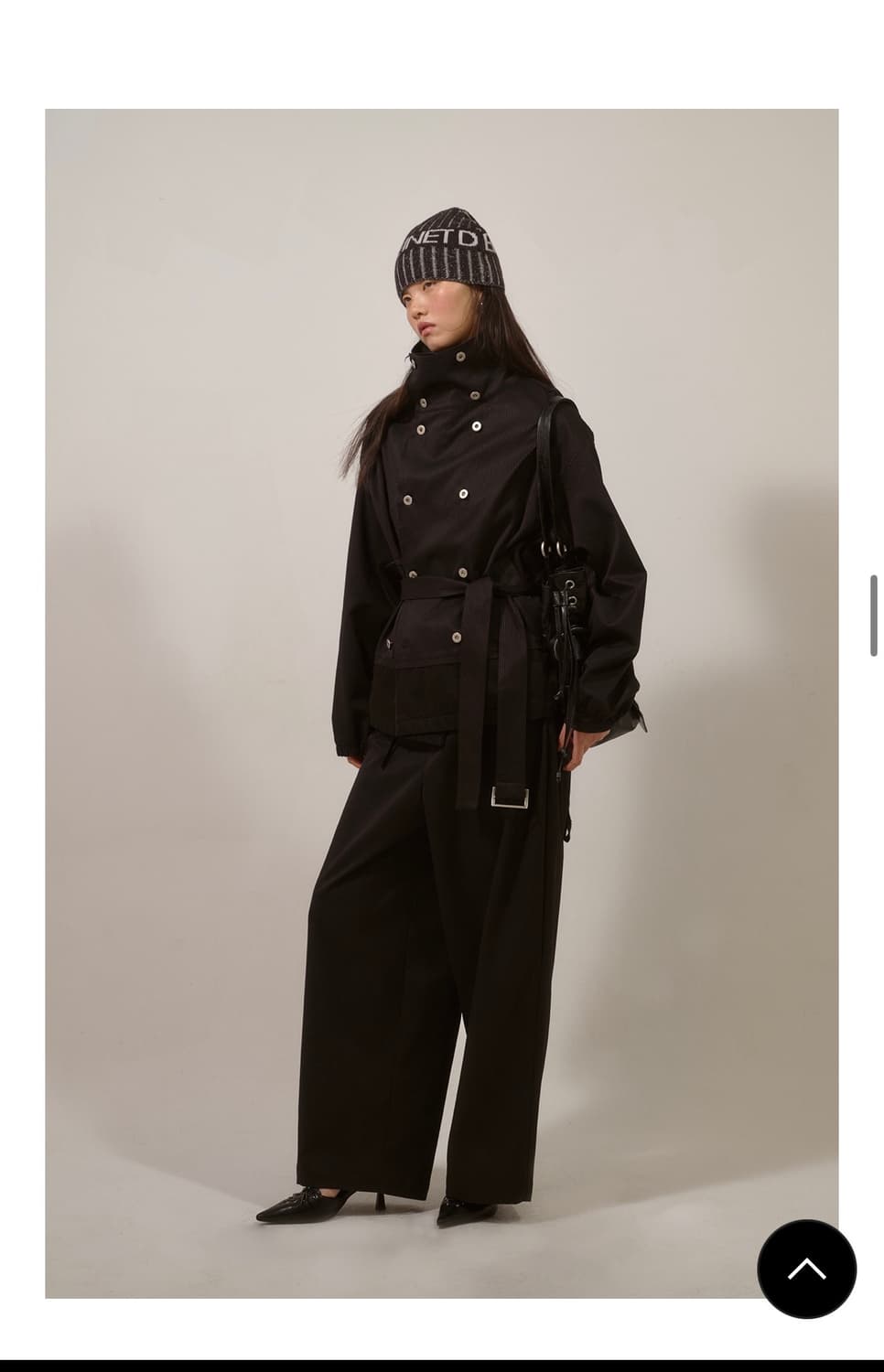 다이닛 스트라이프 숏트렌치 자켓 블랙 상품이미지4