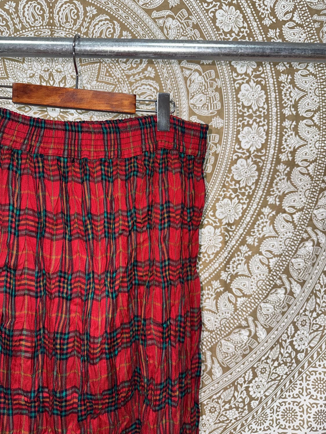 빈티지 여성 밴딩 체크 롱 스커트 상품이미지4