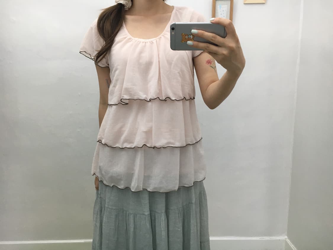 연핑크 캉캉 블라우스 상품이미지2