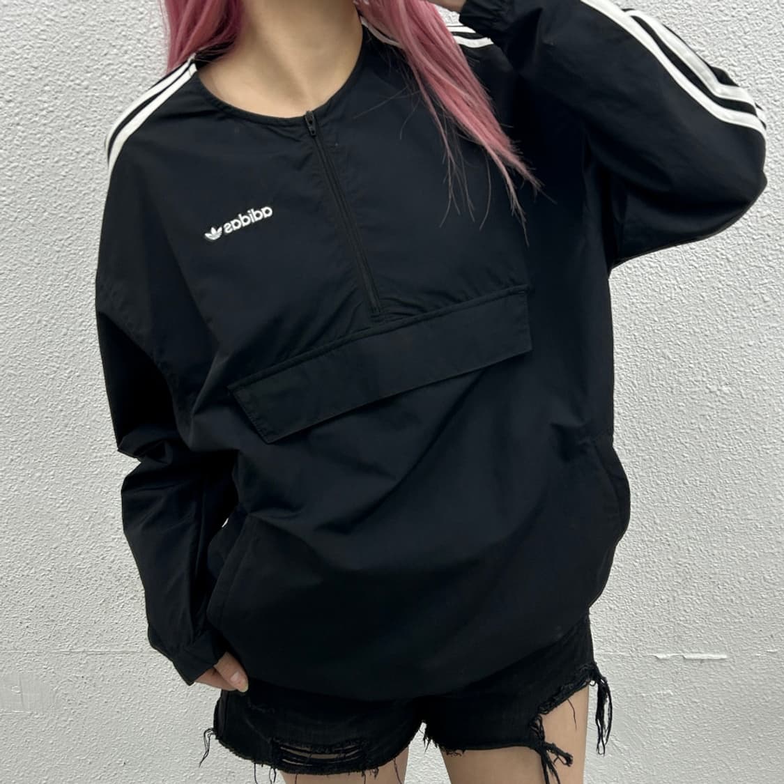 아디다스 포켓 화이트라인 블랙 아노락 S 상품이미지2