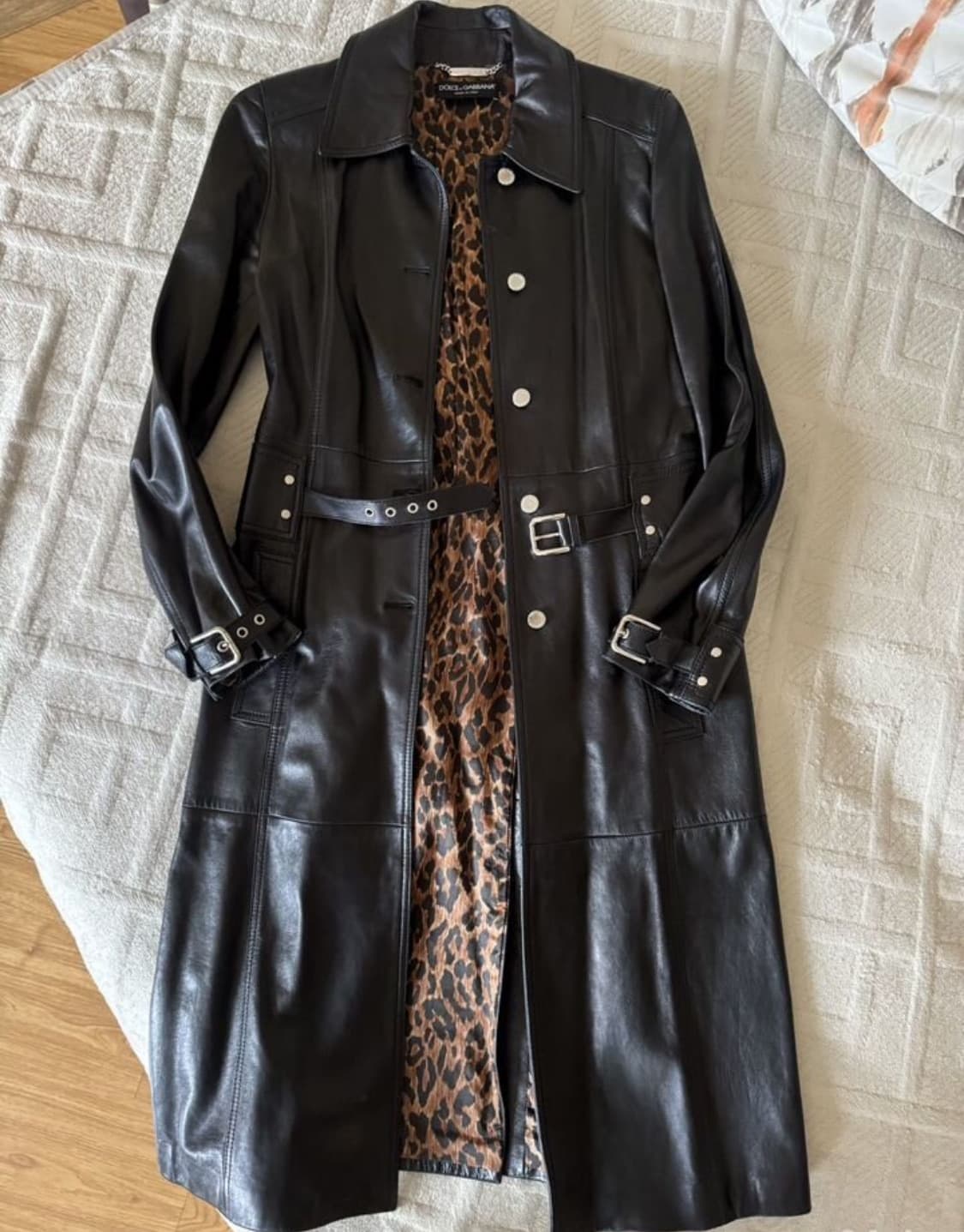 돌체앤가바나 싱글-벨티드 코트(레더-램스킨)44 사이즈(해외발송) 상품이미지1