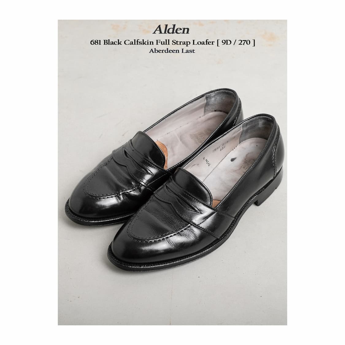 알든 681 9D(270사이즈) 블랙 카프 풀스트랩 페니로퍼 상품이미지1