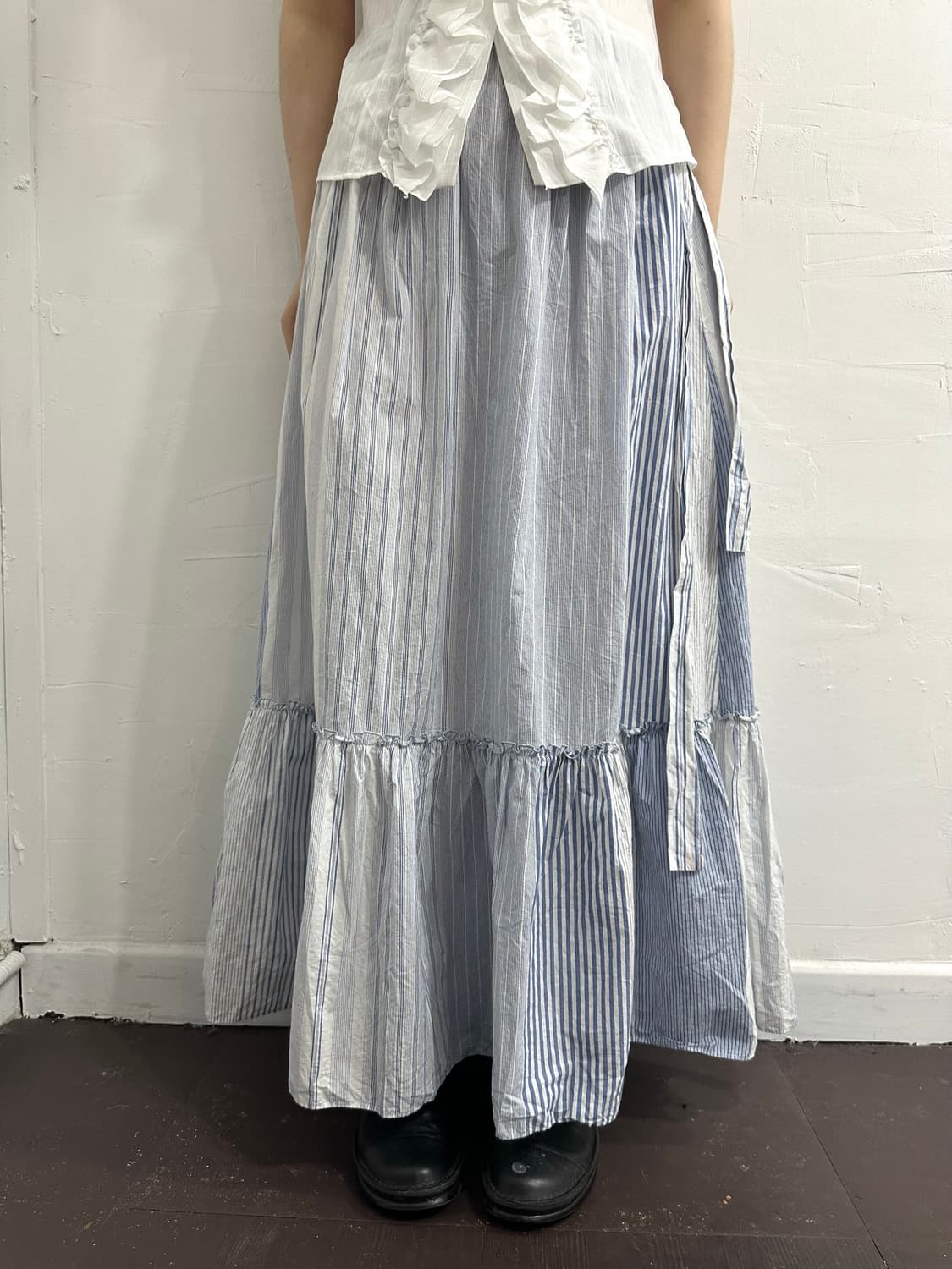 heliopole blue stripe frill long skirt 상품이미지2