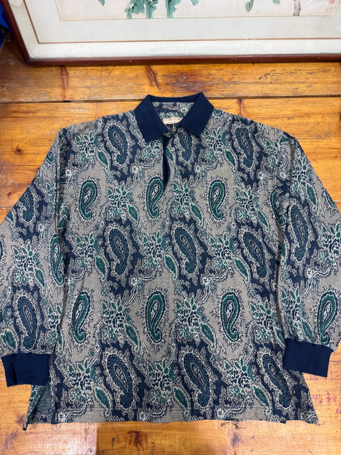 게스 클래식 페이즐리 스웨터 사이즈 100~105 새상품급 상품이미지1