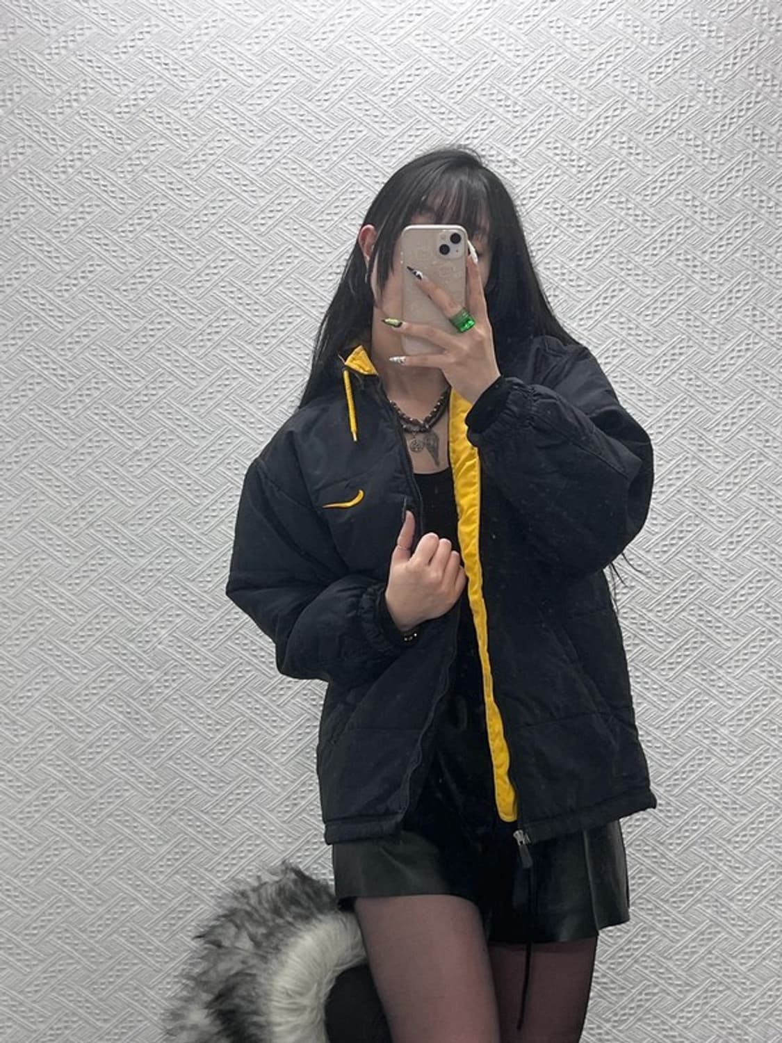 나이키 올드스쿨 레트로 옐로우 후드 패딩 점퍼 L C08681 상품이미지2