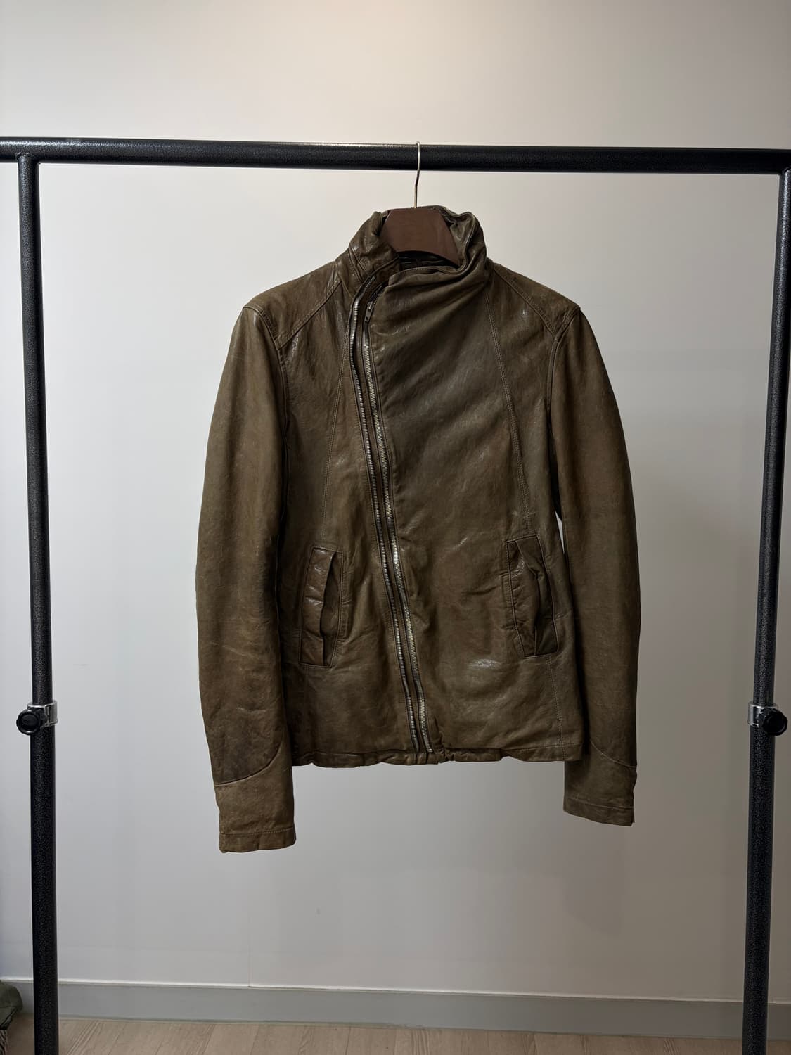 (100) System 시스템 사선 락시크 양가죽 자켓 상품이미지1