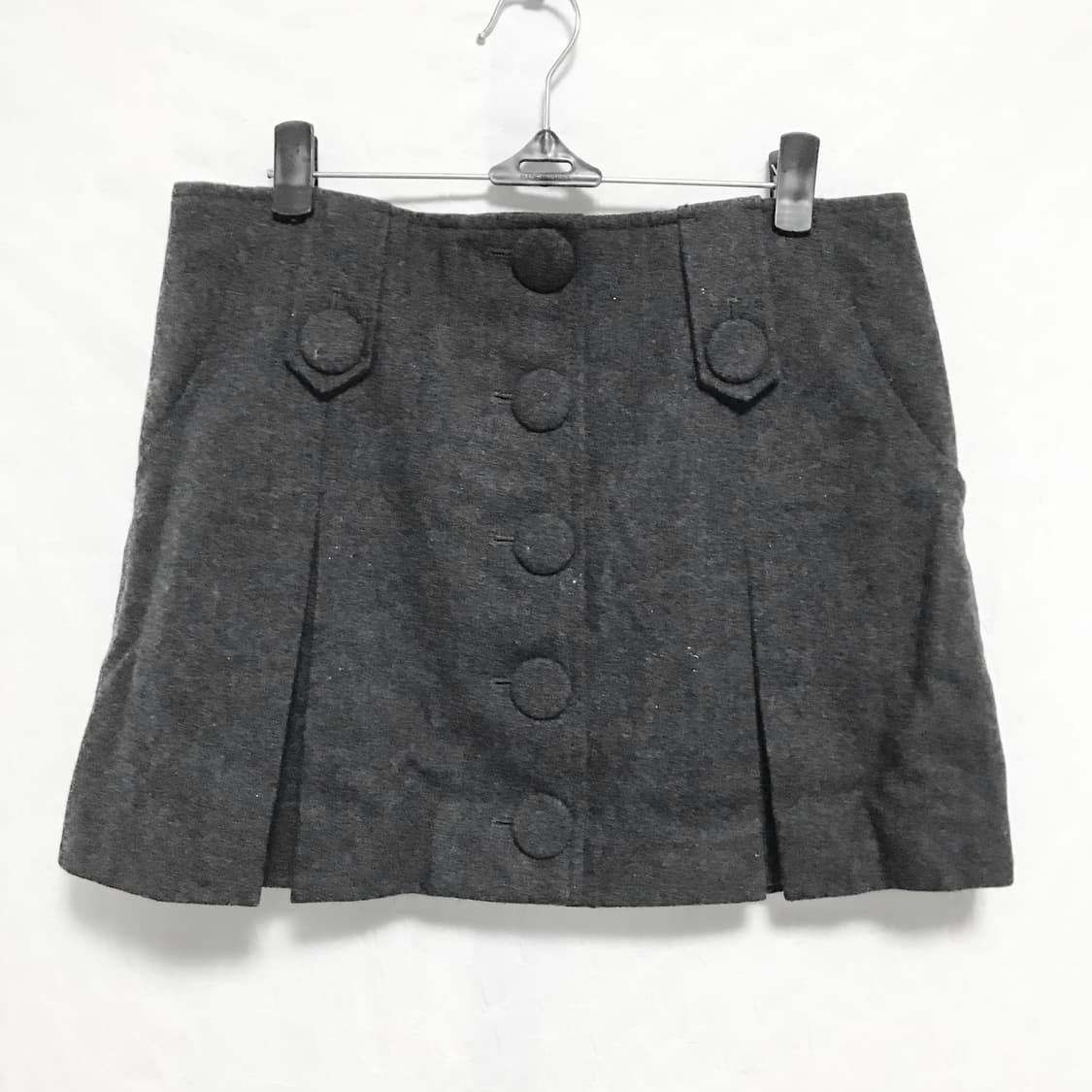 빈티지 긱시크 아카이브 빅 버튼 플리츠 울 스커트 상품이미지1