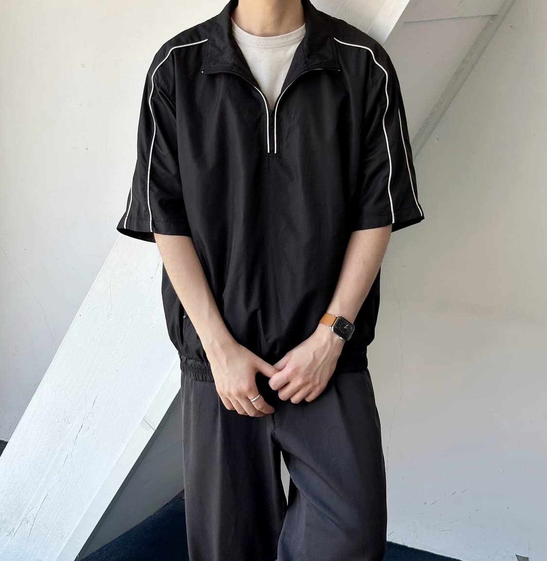 Washed poly 2way H/S warm up anorak 상품이미지9