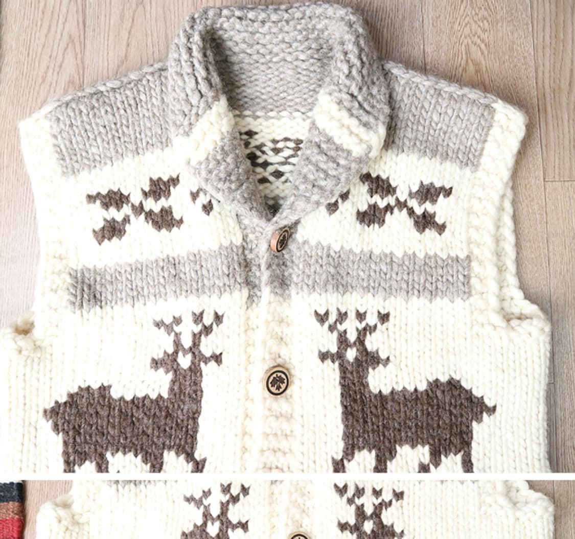 캐나다 핸드메이드 양모100% 인디언 코위찬 베스트 스웨터  상품이미지3