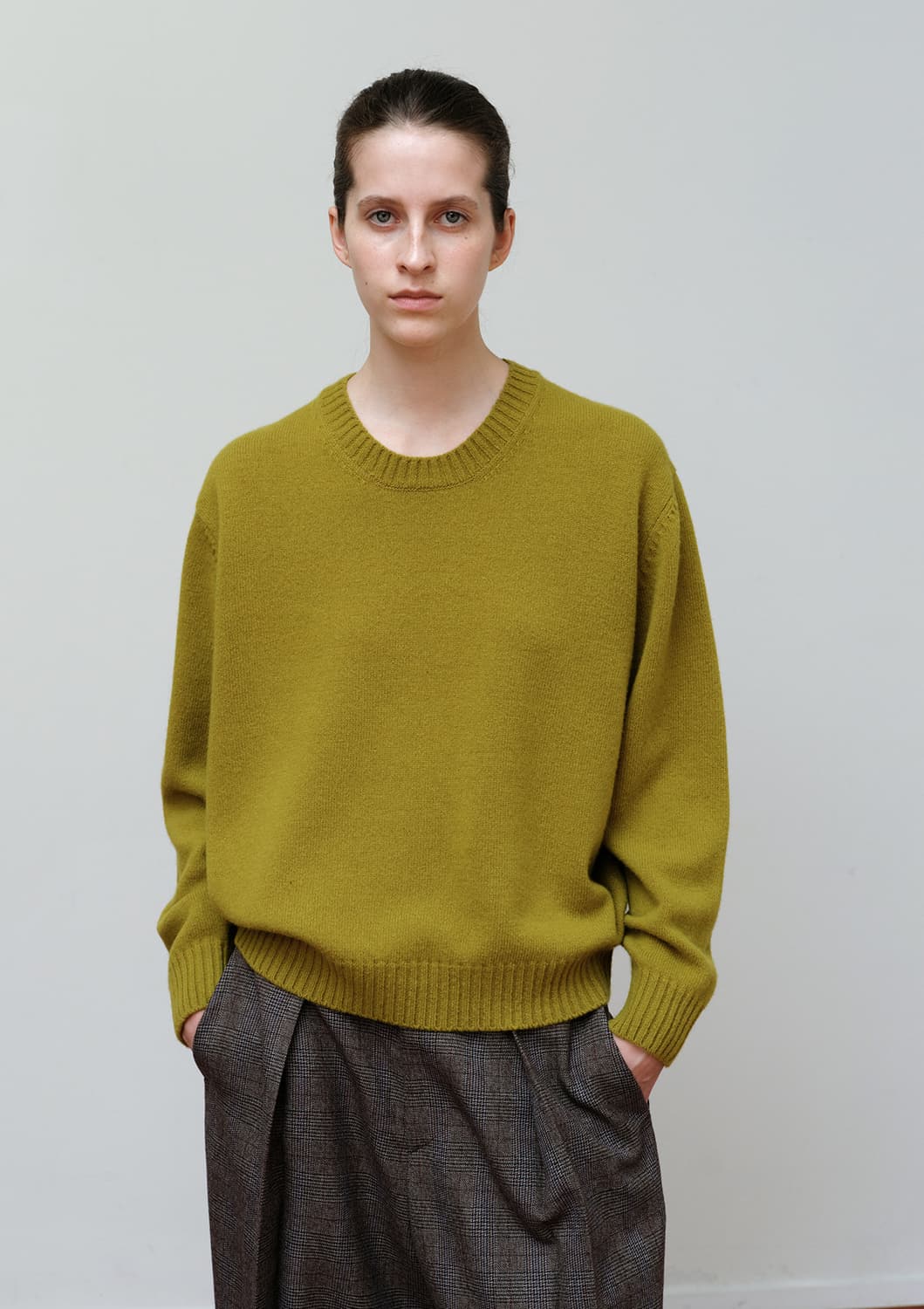 문달 classic round neck knit 올리브m 상품이미지1