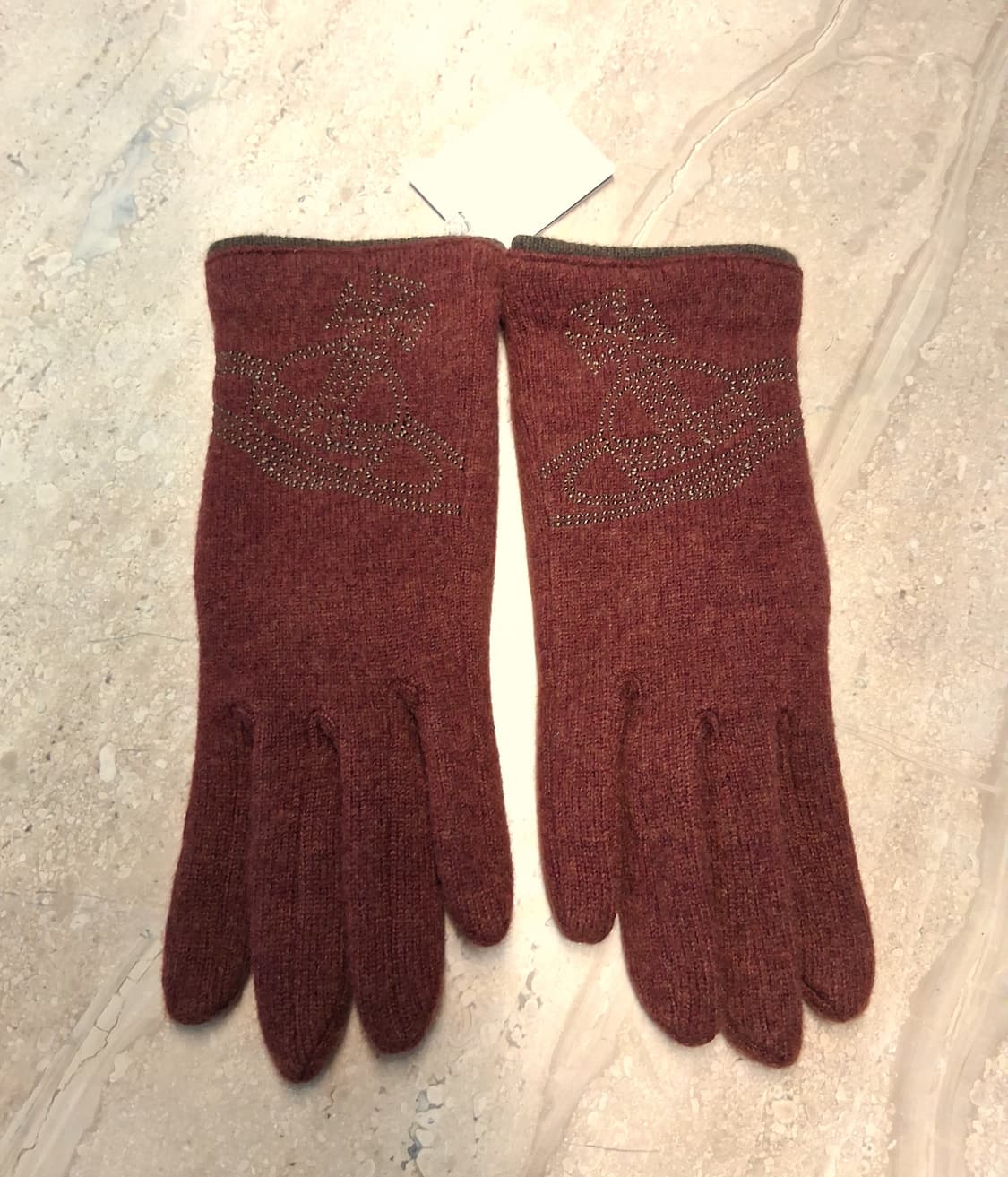 비비안 웨스트우드 빅 orb 자수 울장갑 / 와인 (새상품) 상품이미지5