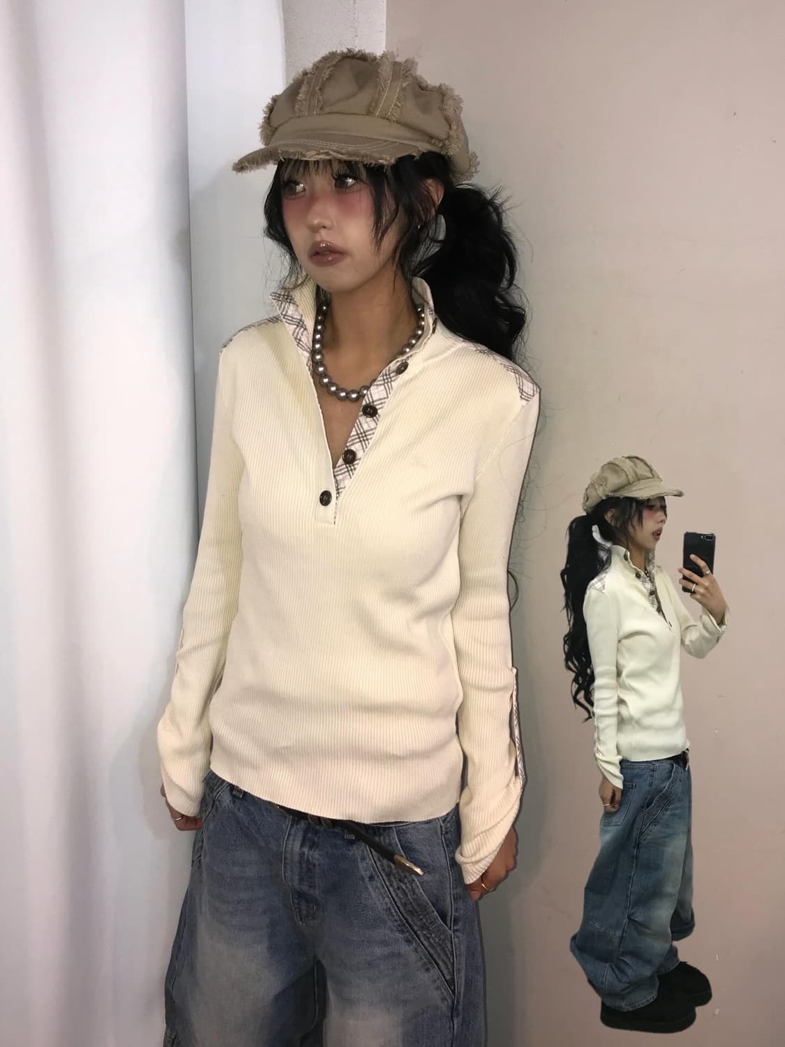 Burberry Check Pattern Knit 상품이미지1