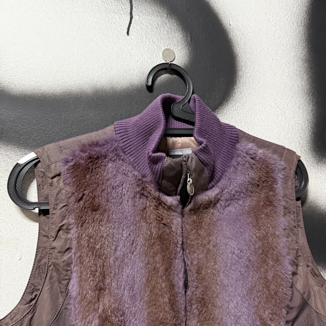 VTG 빈티지 퍼플 토끼털 퍼 트리밍 나일론 니트 베스트 상품이미지3