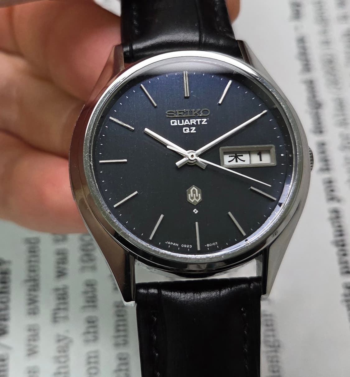 레어] 빈티지 세이코 QZ C쉐잎 블루청판 한자 데이데이트 쿼츠 상품이미지1