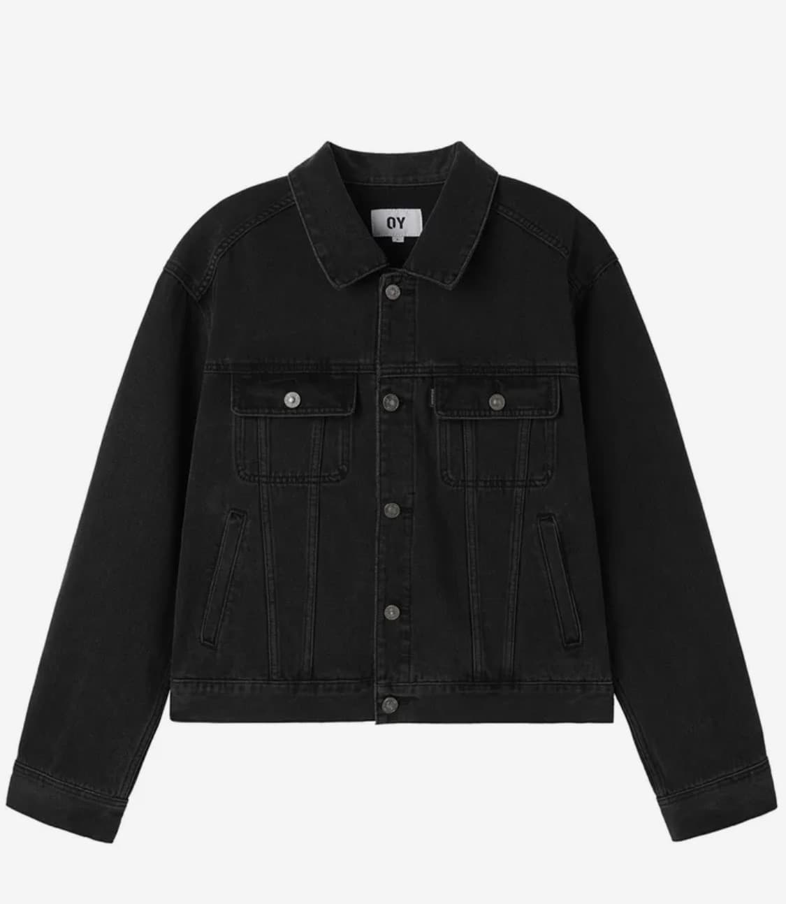 오와이 STUD DENIM TRUCKER JACKET - BLACK 상품이미지1