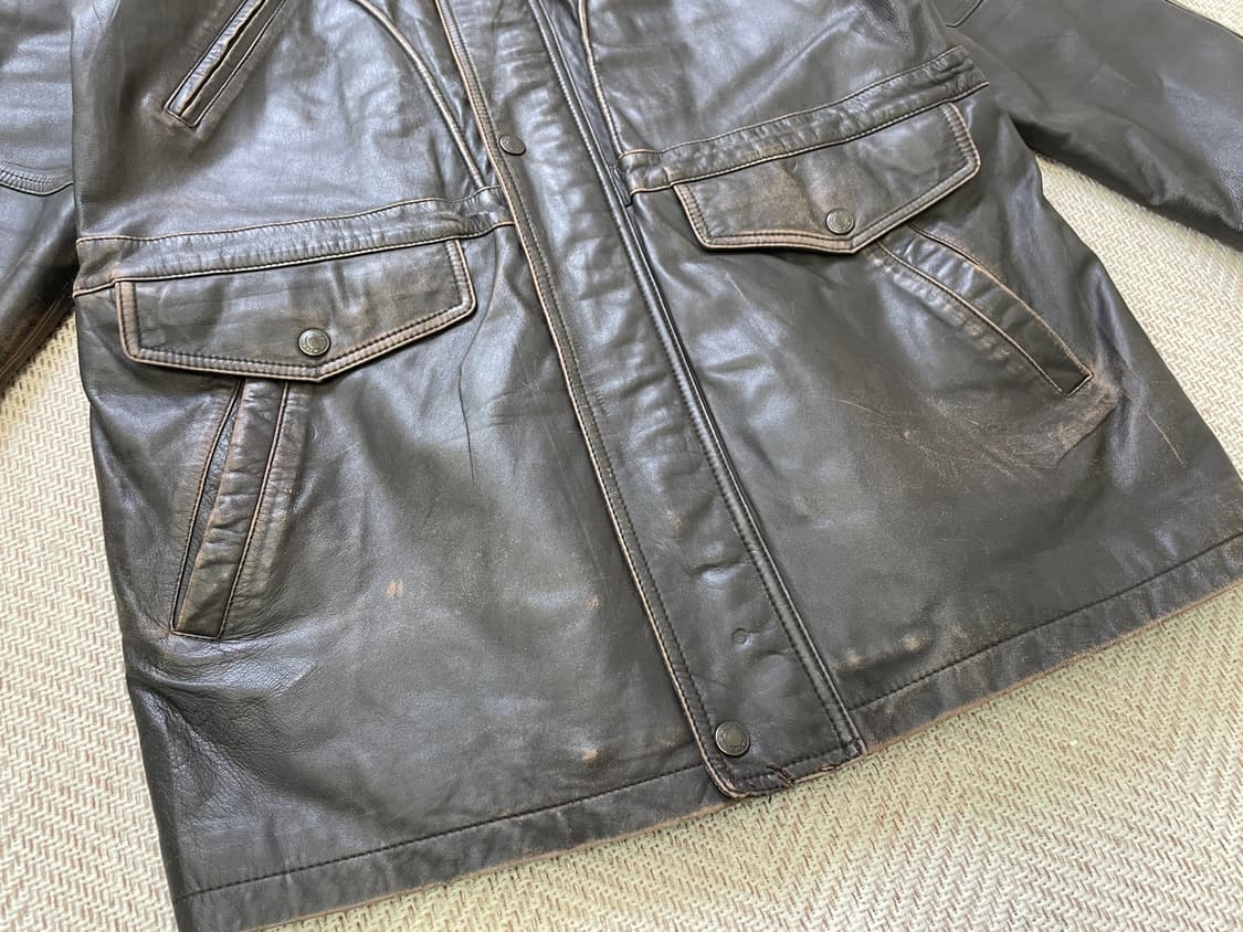 빈티지 양가죽 브라운 에이징 카 코트 상품이미지3