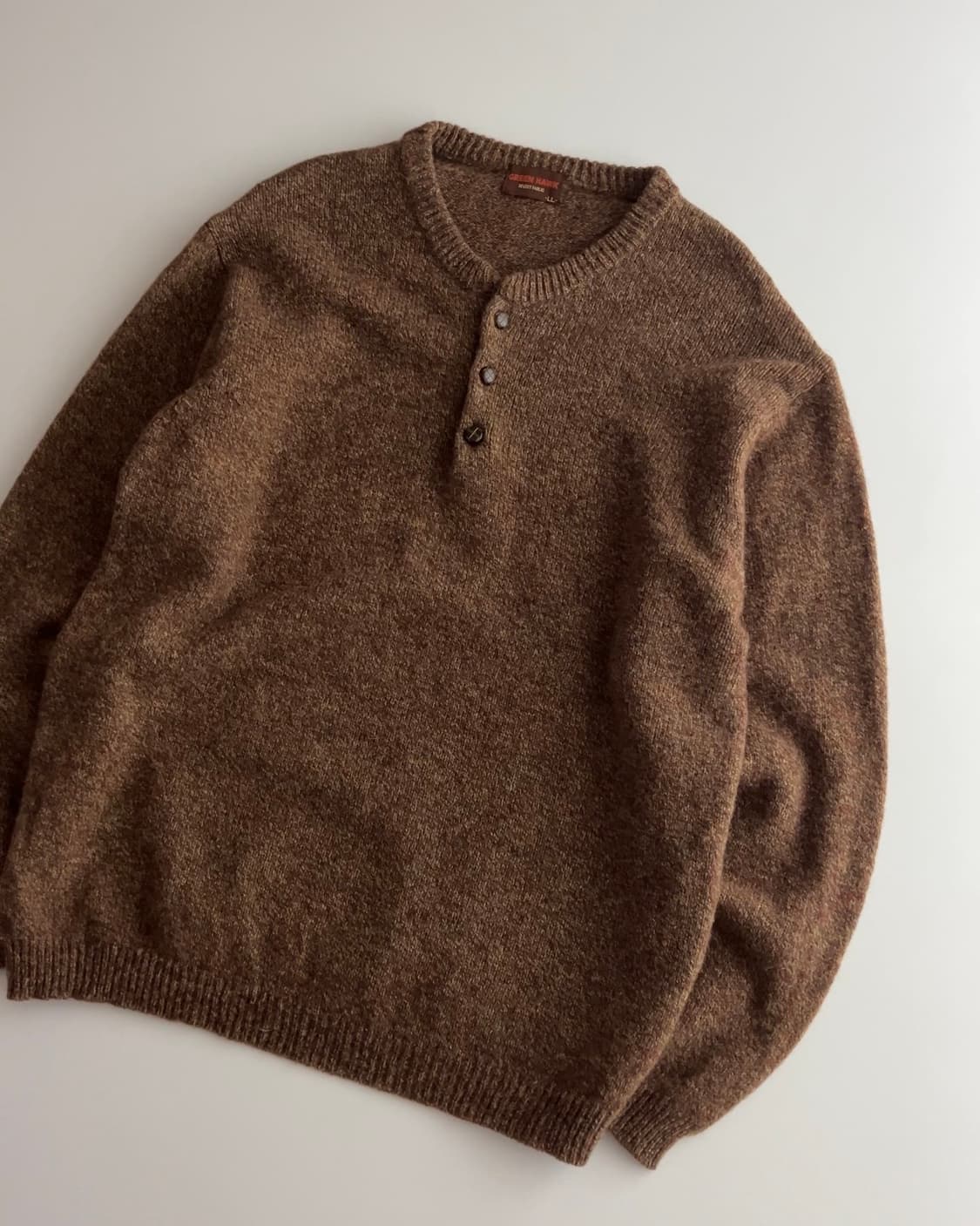 그린호크 헨리넥 3버튼 울 니트 L 상품이미지2