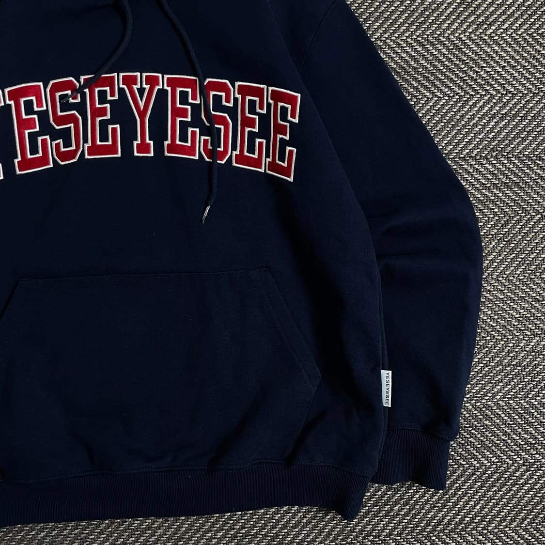 예스아이씨 빅로고 박시핏 네이비 후드 티셔츠y 3036 상품이미지3