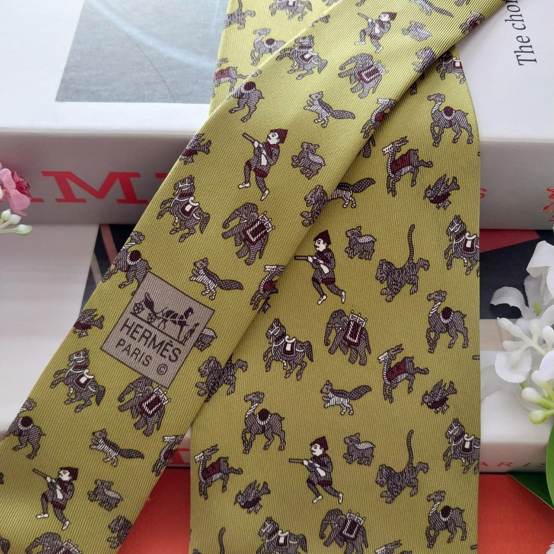 에르메스 실크 애니멀 모티브 넥타이 9.3cm A+~A등급 K1965
 상품이미지5